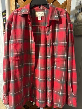 INC International Concepts Red Plaid Button-Down Shirt